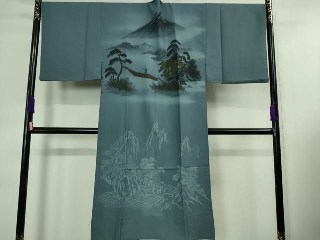 上 男性 黒紋付 長羽織 長襦袢 無双仕立て セット 作家物 kh 5