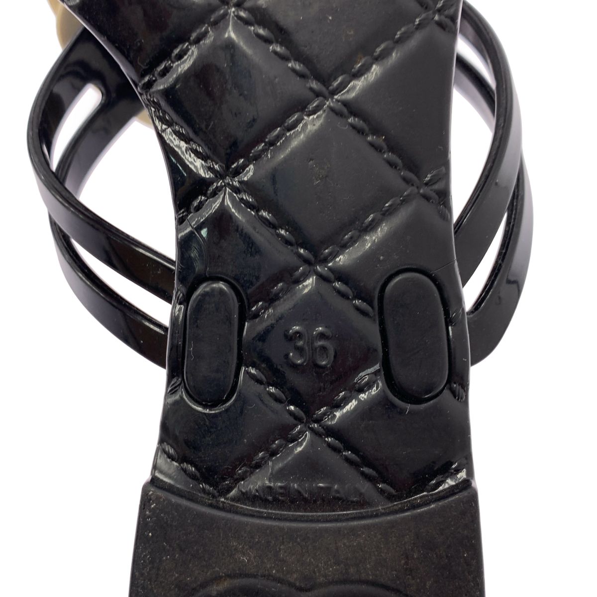  CHANEL シャネル カメリアコサージュ ココマーク ビーチサンダル 36 ブラック レディース その他 靴