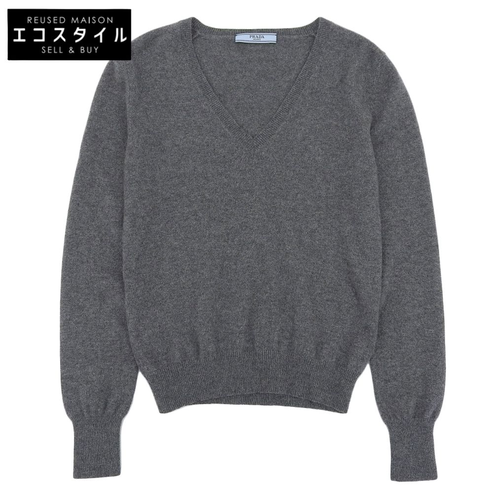 PRADA プラダ PRADA プラダ カシミヤ100 Vネックニット トップス レディース グレー 40 40