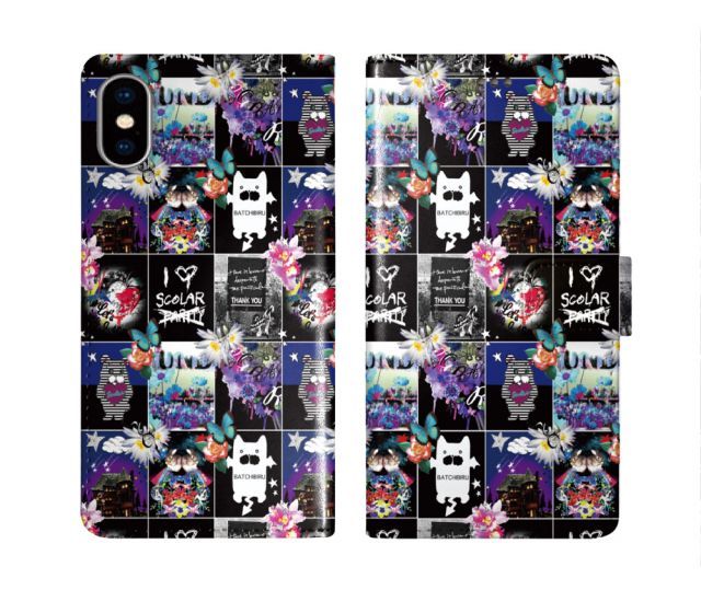 [arrows We2 Plus F-51E/M06] iPhone16 ケース スカラー スマホケース 手帳型 iPhone16 Pro ケース アイフォン16 15 14 13 12 11 スマホカバー 全機種対応 手帳 ScoLar バットチビル クマキ