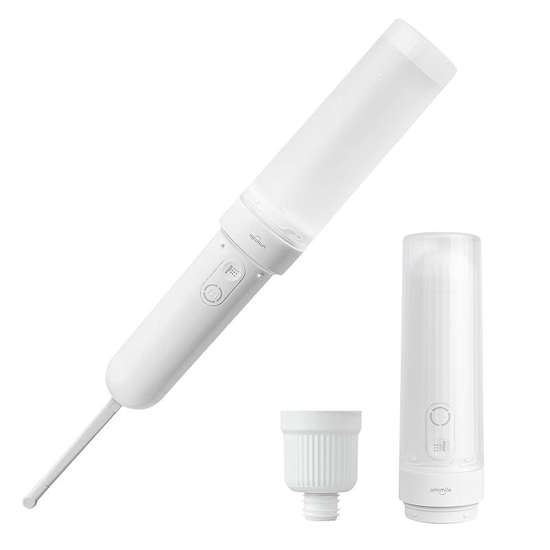 Umimile おしり洗浄器 電動 携帯 充電式 携帯洗浄器 洗浄シャワー ホワイト トイレ ポータブルシャワー 旅行グッズ ペットボトル接続用ジョイント1個 袋 予備ノズル2個 USBケーブル1個付 1