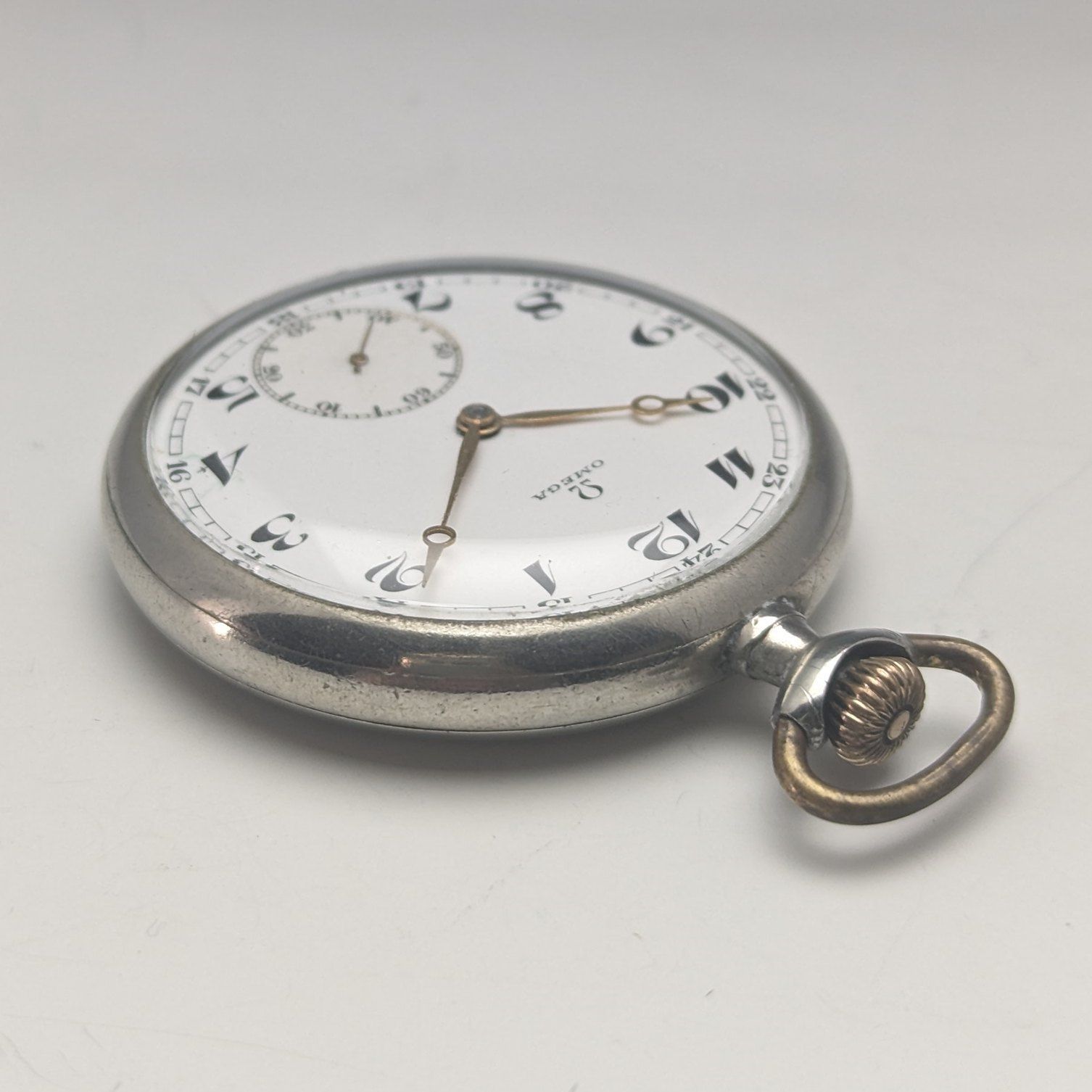 1920年頃 アンティーク オメガ 懐中時計 シルバープレート オープン