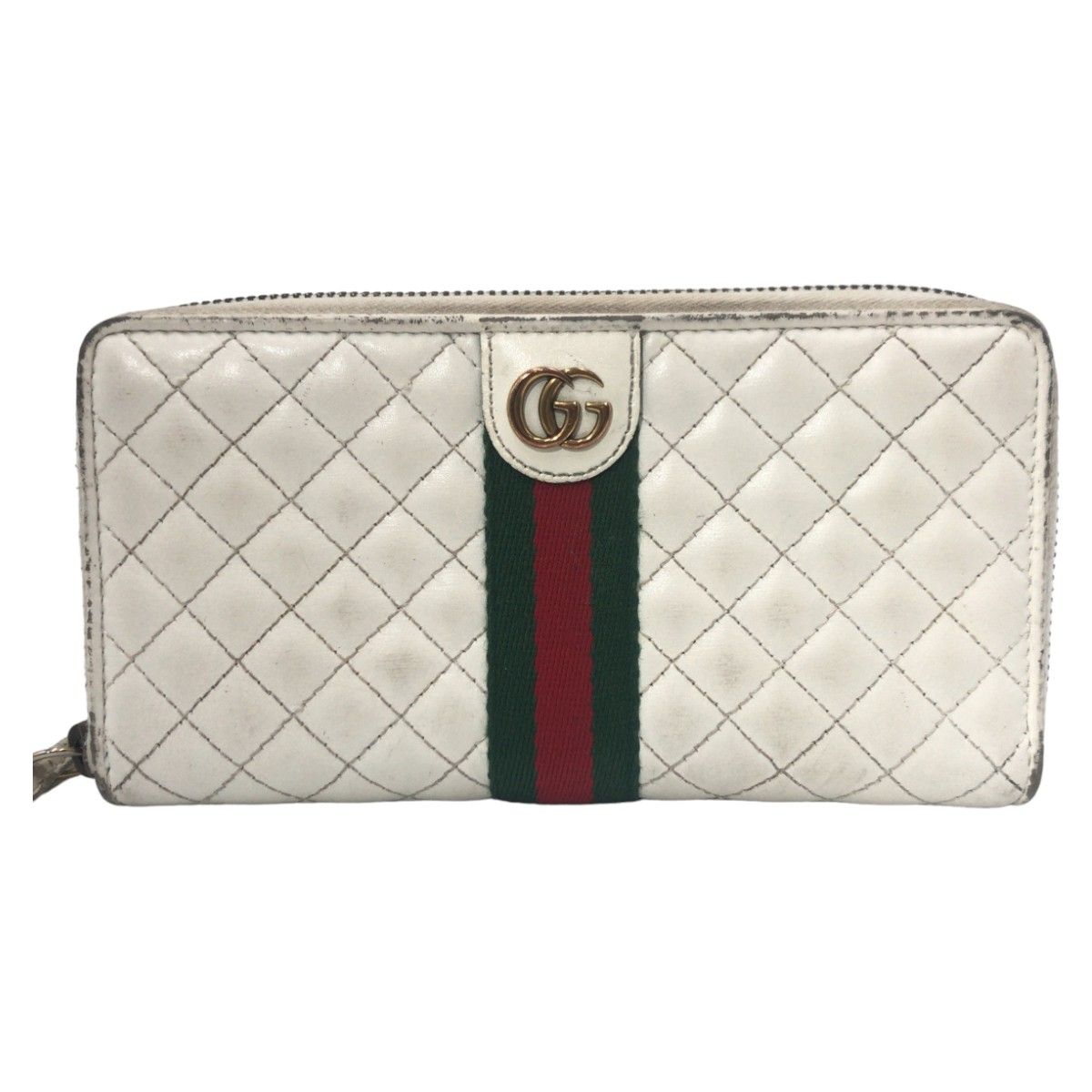 GUCCI グッチ シェリーライン ダブルG キルティング ホワイト 白 ゴールド金具 レザー 536450 長財布 レディース 406544【中古】  - メルカリ