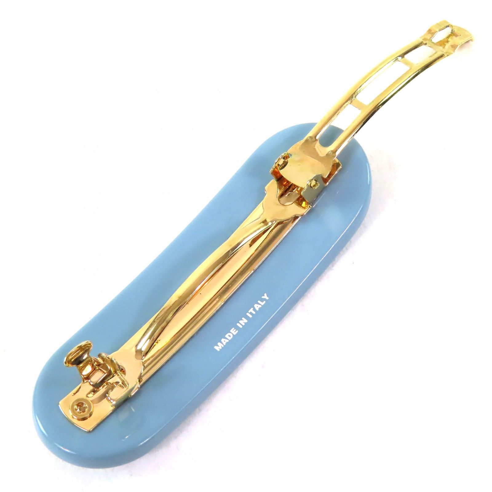 美品△PRADA プラダ 1IF108 ロゴ バレッタ ヘアクリップ ヘアピン ヘア