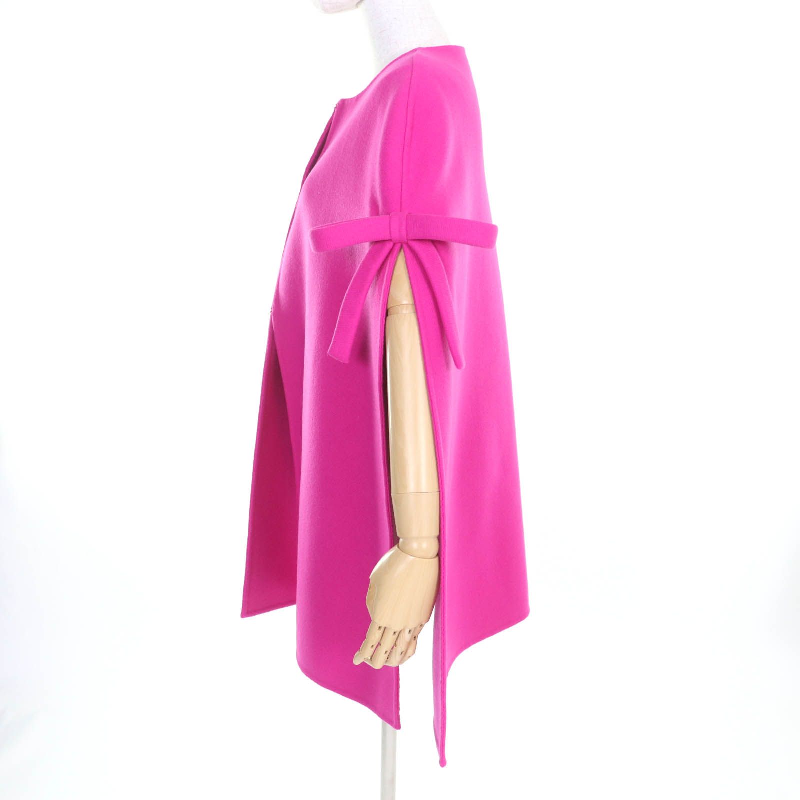 VALENTINO ヴァレンティノ 1B0CG3D36PJ ダブルフェイス サイドリボン付 ケープコート ピンク 44 イタリア製 レディース