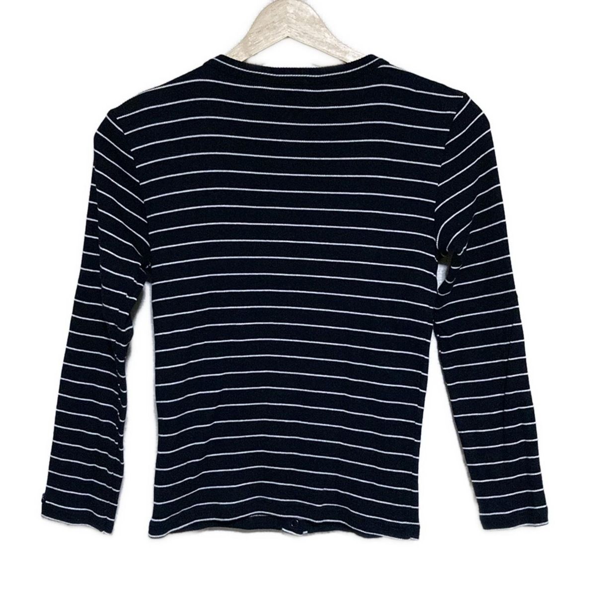 agnes b アニエスベー カーディガン サイズ1 S レディース - 黒×白 長袖 ボーダー