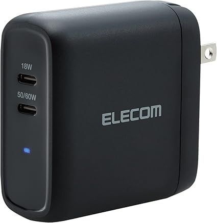 エレコム USB コンセント 充電器 USB PD認証 合計68W Type-C×1 スイングプラグ ホワイト MPA-ACCP24BK