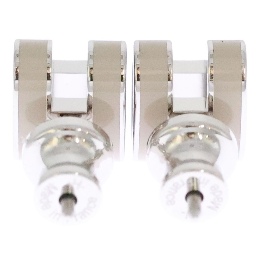 HERMES エルメス ポップアッシュピアス イヤー シルバー×ベージュ GP