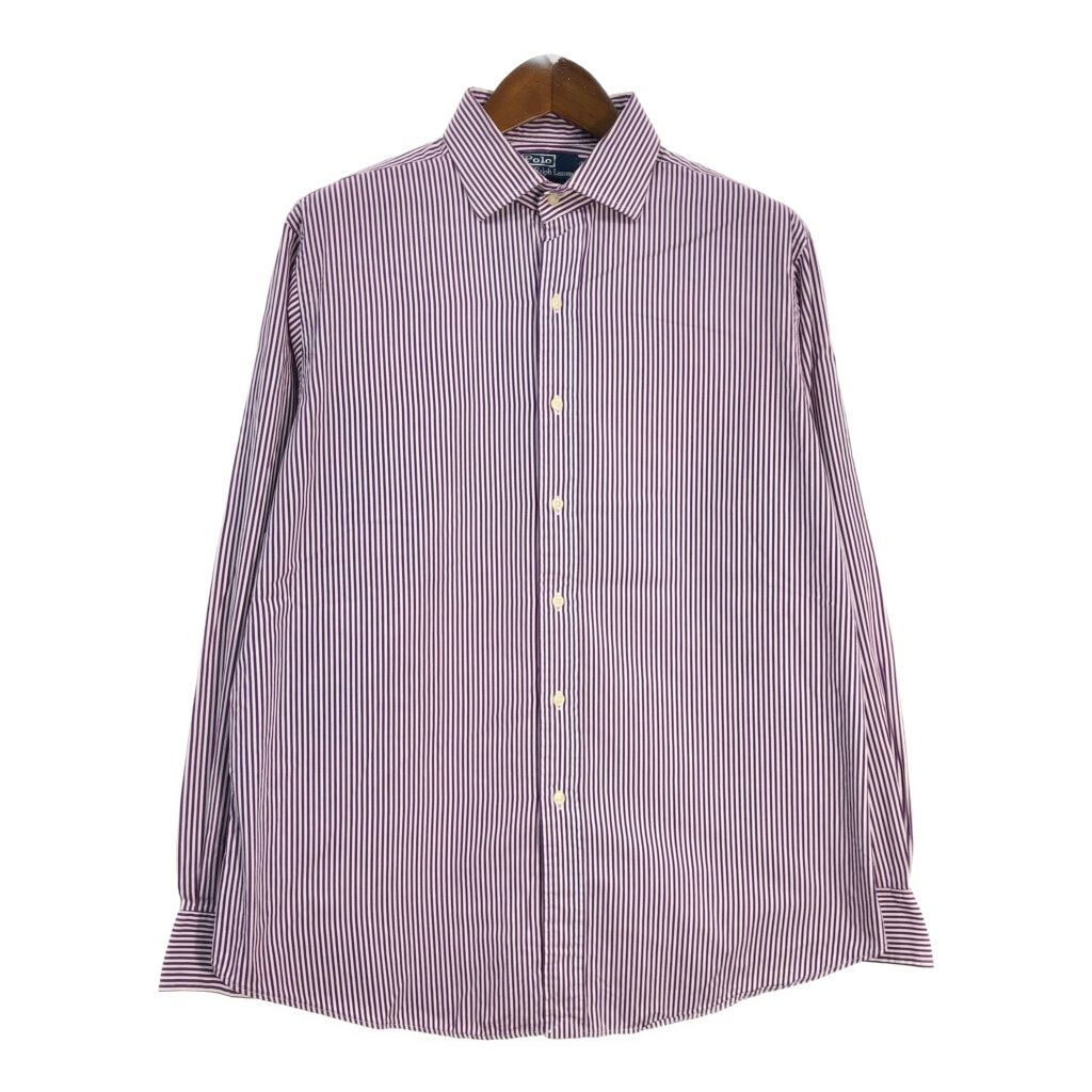 Polo by Ralph Lauren ポロ ラルフローレン REGENT ストライプシャツ パープル (メンズ XL) 中古 古着 T1510