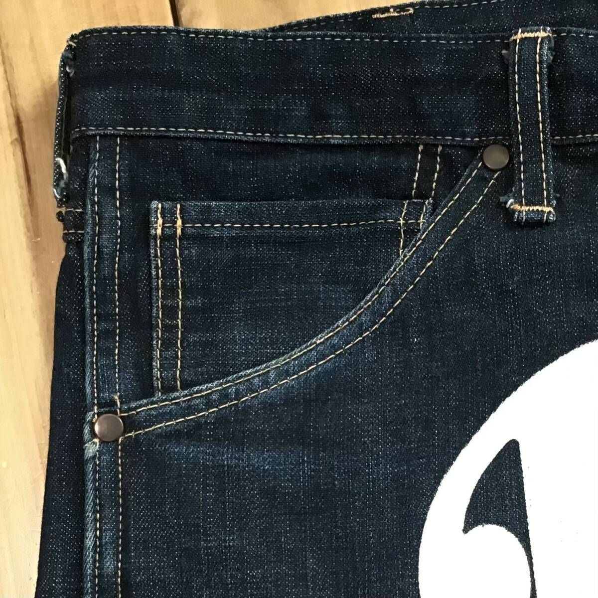 BAPE LOGO Denim Pants Lサイズ a bathing ape デニム パンツ エイプ