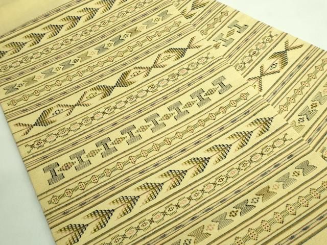 平和屋着物■極上　本場琉球　読谷山花織　紬地　九寸名古屋帯　桑染色地　逸品　DZAA7762kh5 平和屋着物□極上 本場琉球 読谷山花織 紬地 九寸名古屋帯 桑染色地