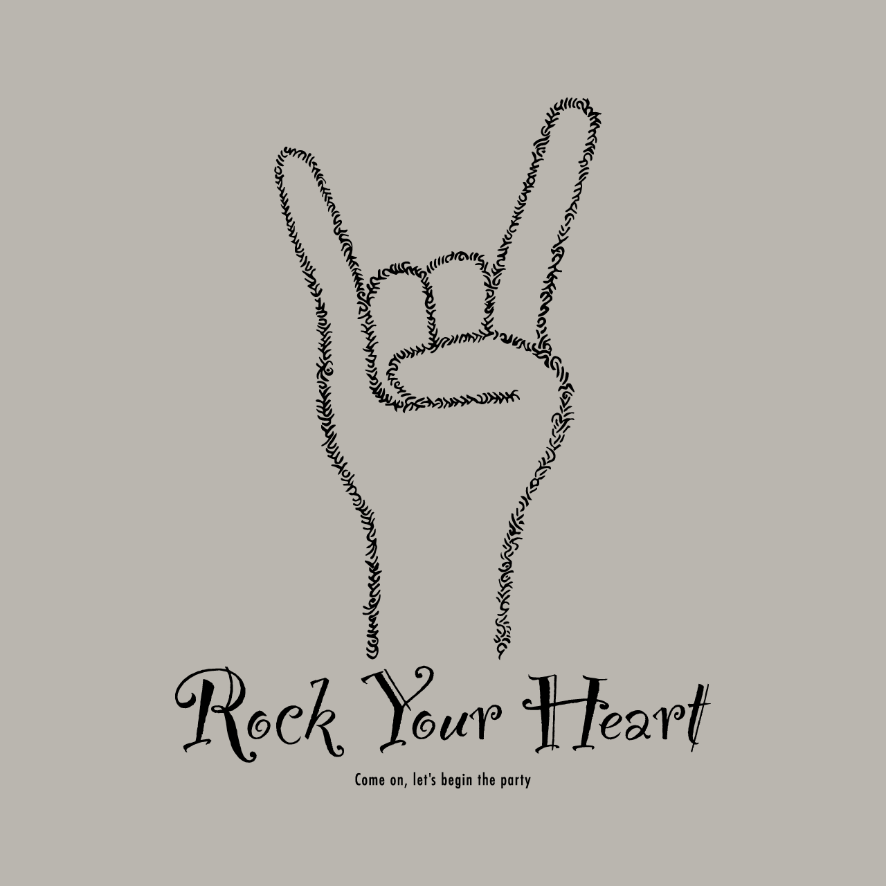 グラフィックロングTシャツ　Rock Your Heart Mono / White -Long-