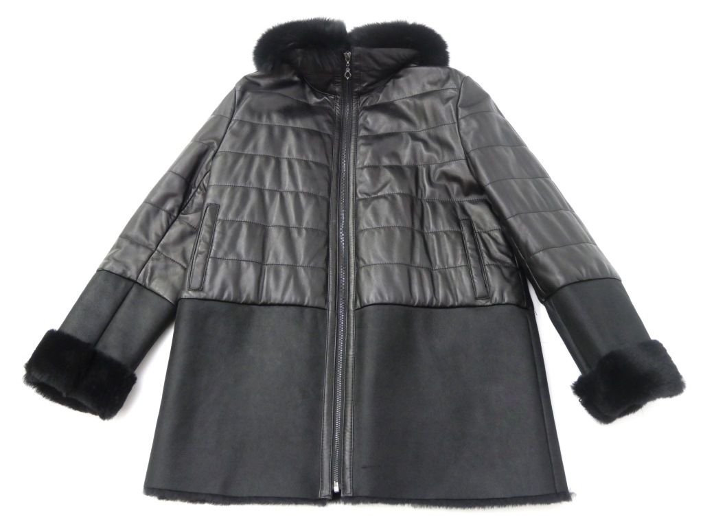 極美品　ARBORENTE アルボレン　ミンクコート　ポンチョ　M-L グレー rs23058-001.jpg