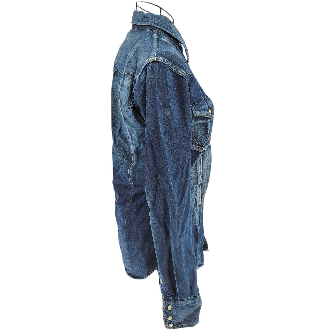 訳あり】AKM エイケイエム デニムシャツ 長袖 S コットン100