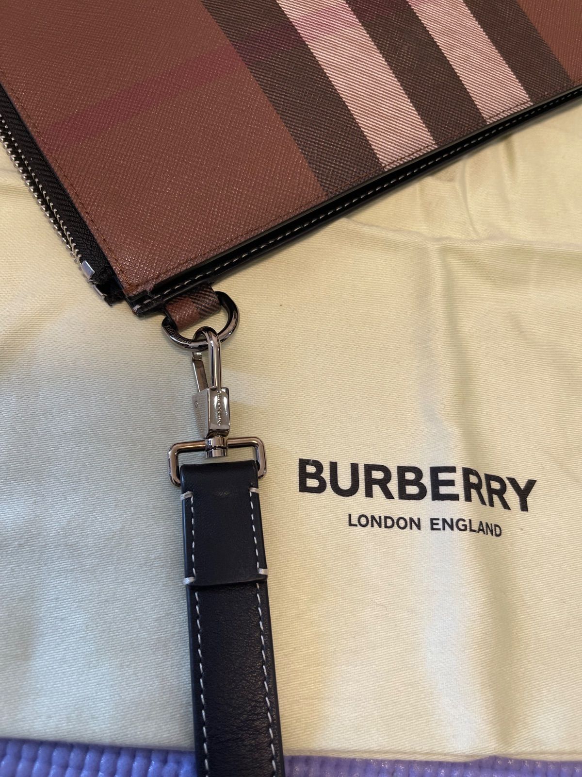 希少】BURBERRY ジップポーチ LG EDIN GC9 ブラウン メンズ