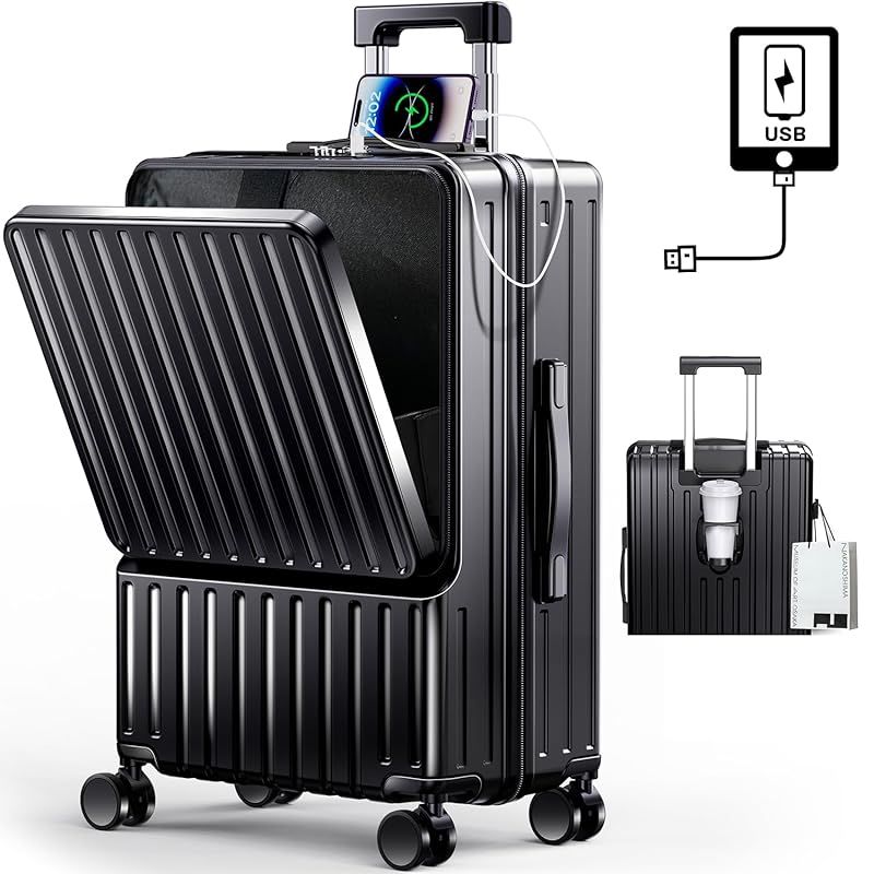 BARGOHOY] スーツケース フロントオープン 多機能 キャリーケース 軽量