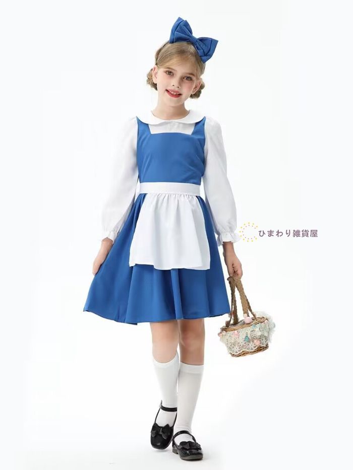 ハロウィン 衣装 子供 メイド キッズ コスプレ メイド服 ロリータワンピース 女の子 アニメ かわいい コスチューム コスプレ衣装 子供用 ワンピース エプロン 仮装 余興 クリスマス プレゼント 衣装  xiaojin11