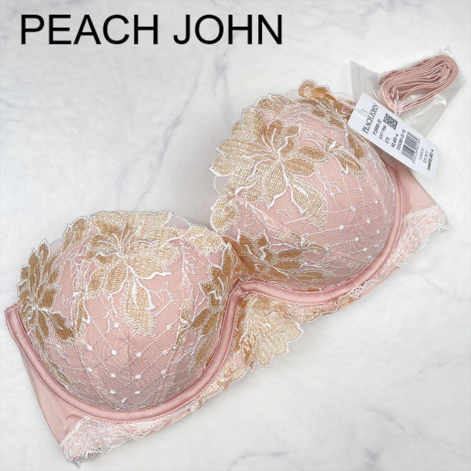 新品タグ付き】PEACH JOHN ピーチジョン ドレスストラップレス E70 SOFT PINK ランジェリー 下着 プレゼント ギフト レース  刺繍 - メルカリ