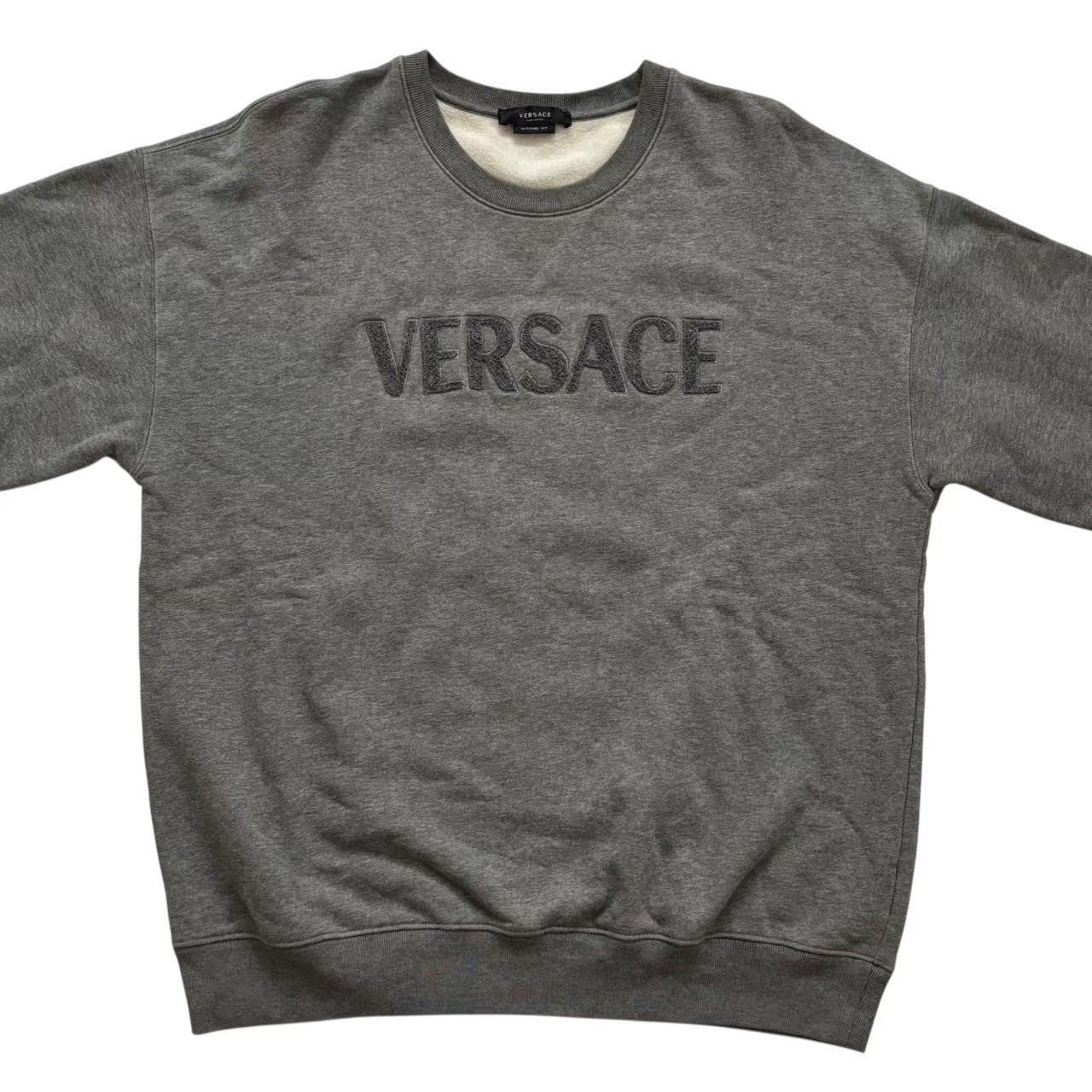 VERSACE ヴェルサーチェ ロゴ入りスウェットシャツ グレー 裏起毛 