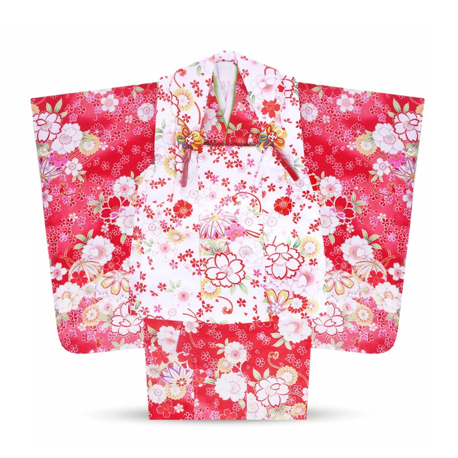 7歳 レトロ正絹乱菊亀甲 七五三 お着物フルセット アンティーク 楽天