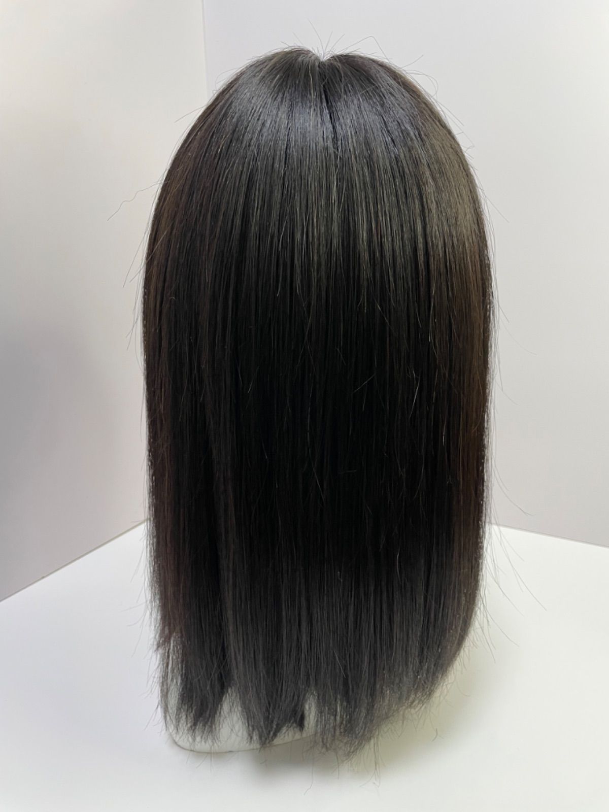 人毛100% フルウィッグ 医療用 ロングストレート ブラウン 50cm 手縫い 人毛ウィッグ 自然 医療用 ロング ストレート プレーン 未カット