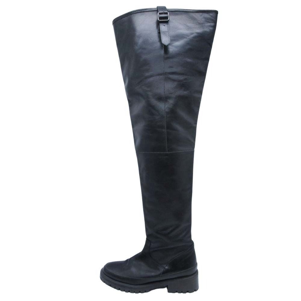 MAISON EUREKA メゾンエウレカ THIGH HIGH BOOTS サイハイ ブーツ ニーハイブーツ ロング レザー 37 24.0cm 黒 ブラック レディース 古着