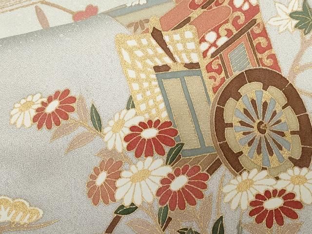 平和屋着物○訪問着 駒刺繍 更紗花文 暈し染め 金彩 ロング