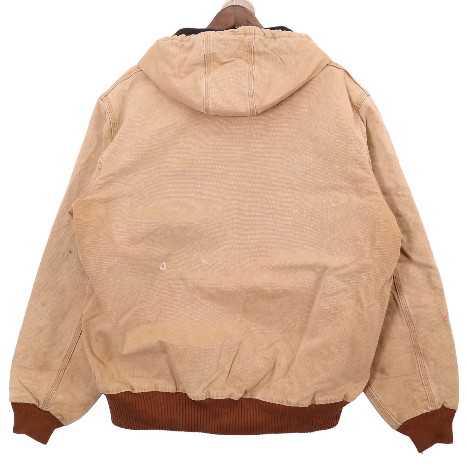 00年代 USA製 Carhartt カーハート アクティブジャケット ワークジャケット ベージュ (メンズ L) 中古 古着 A1157