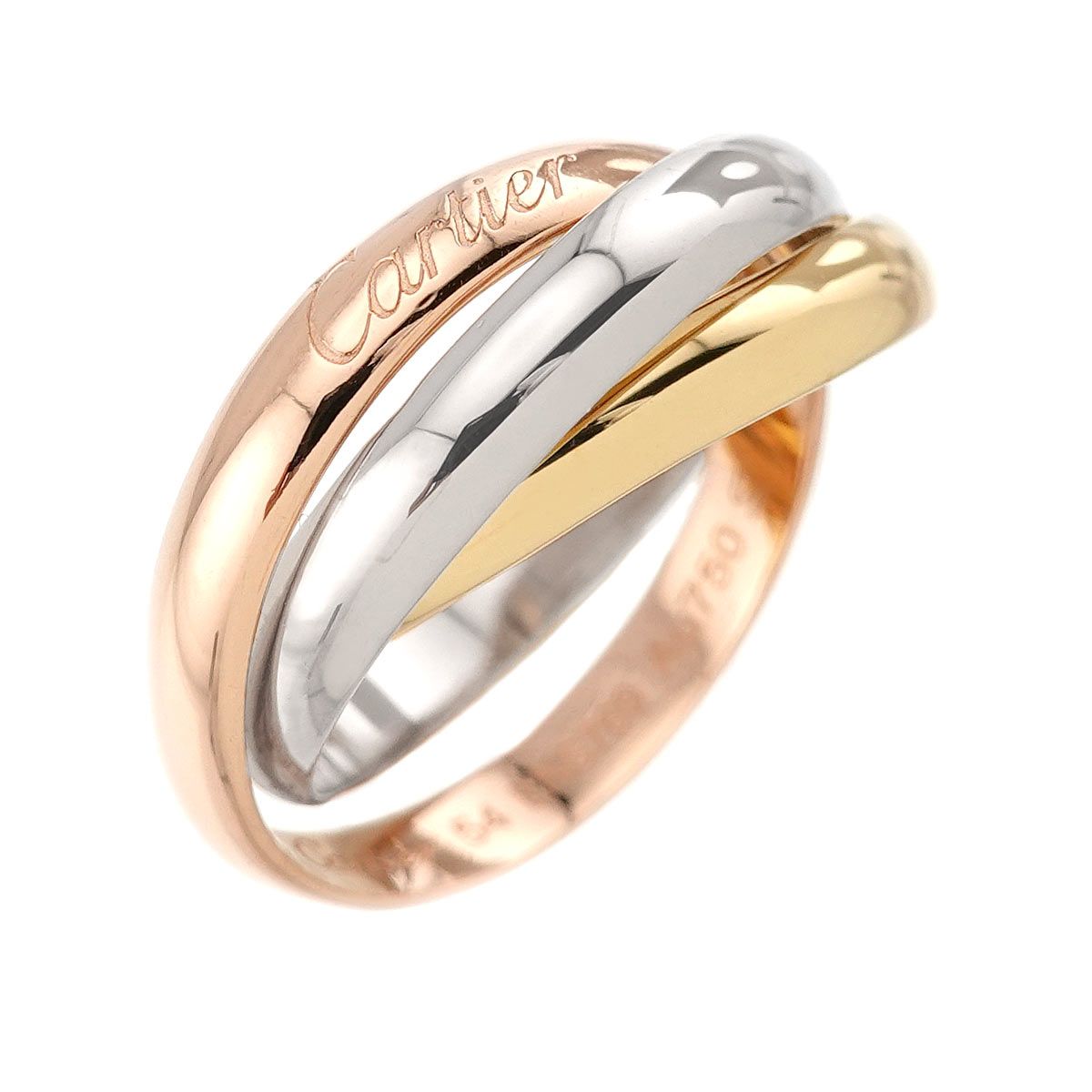 カルティエ Cartier トリニティ MM #54 リング K18 YG WG PG 3連