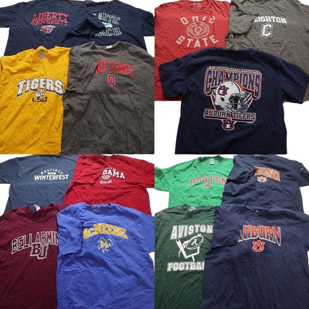 古着卸 カレッジ風 半袖Tシャツ 16枚セット メンズ XL チームロゴ オハイオ ボストン 古着 NA1944