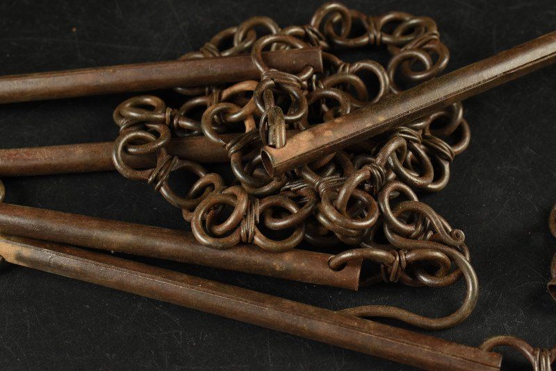 蔵A3309 古民具 古鉄 吊鎖 釣鎖 約245㎝ 時代