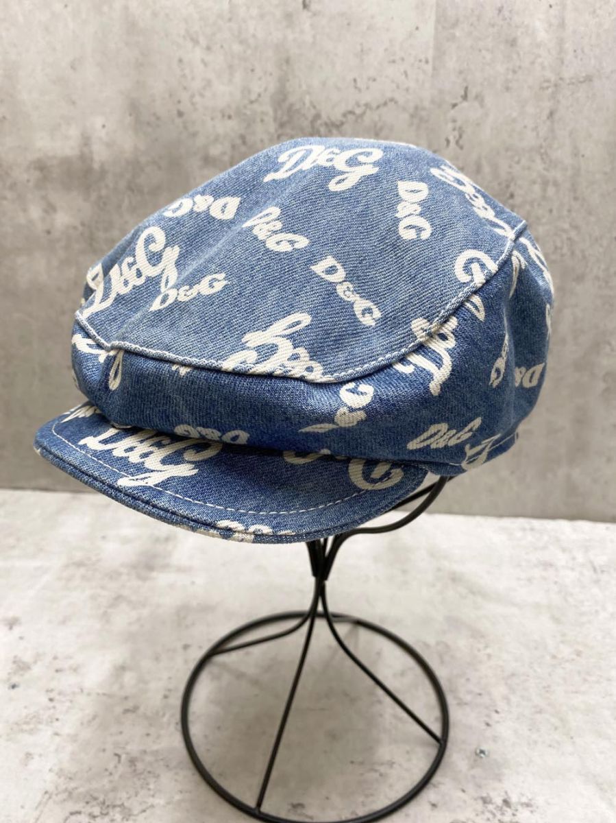 D&G ドルチェアンドガッパーナ ハンチング キャップ デニム 帽子 ロゴ M Dolce&Gabbana ドルチェ＆ガッバーナ ハンチング キャップ sizeM