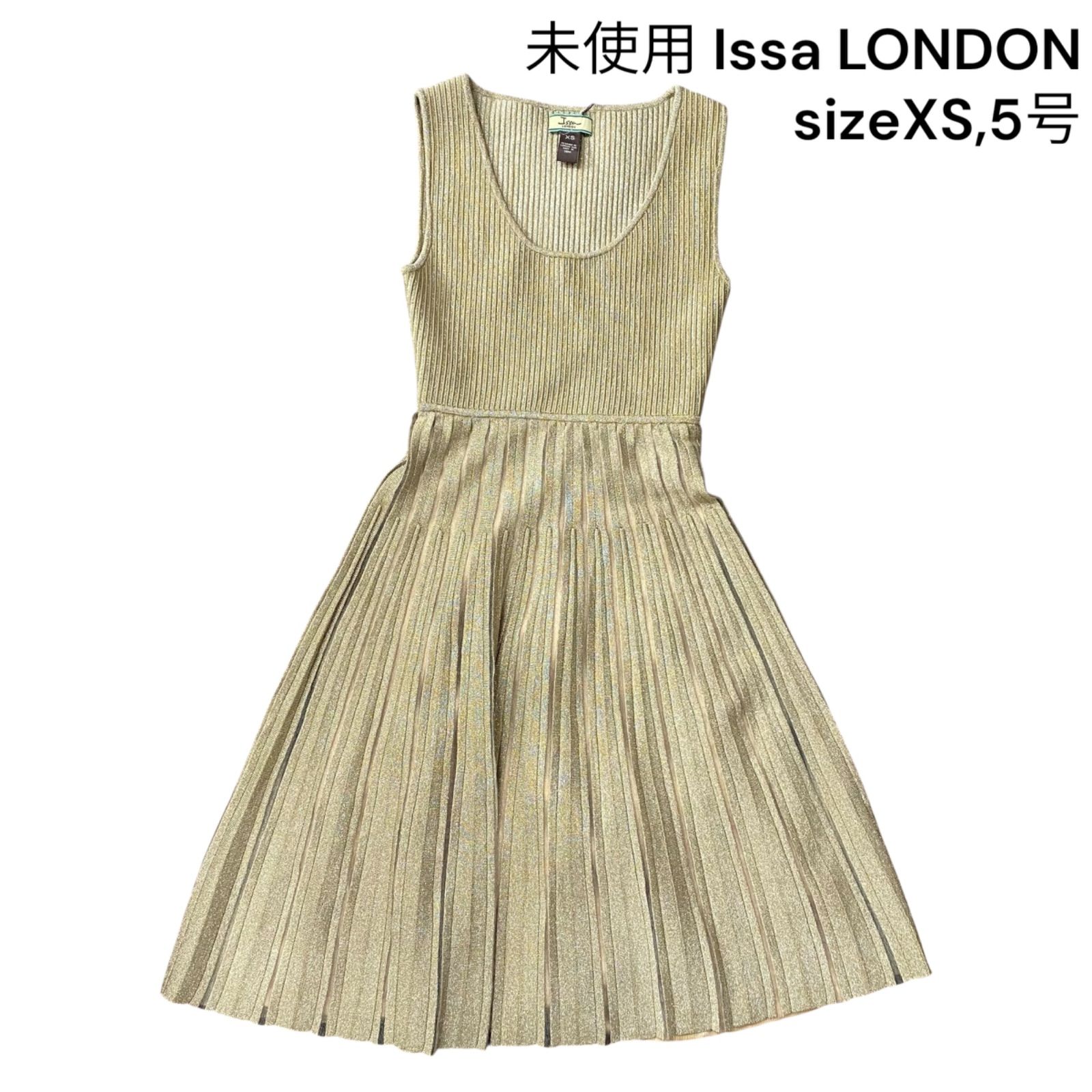 イッサロンドン Issa LONDON ワンピース ノースリーブ 膝丈 ラメ リブ フ XS 5号 レディース S5S502