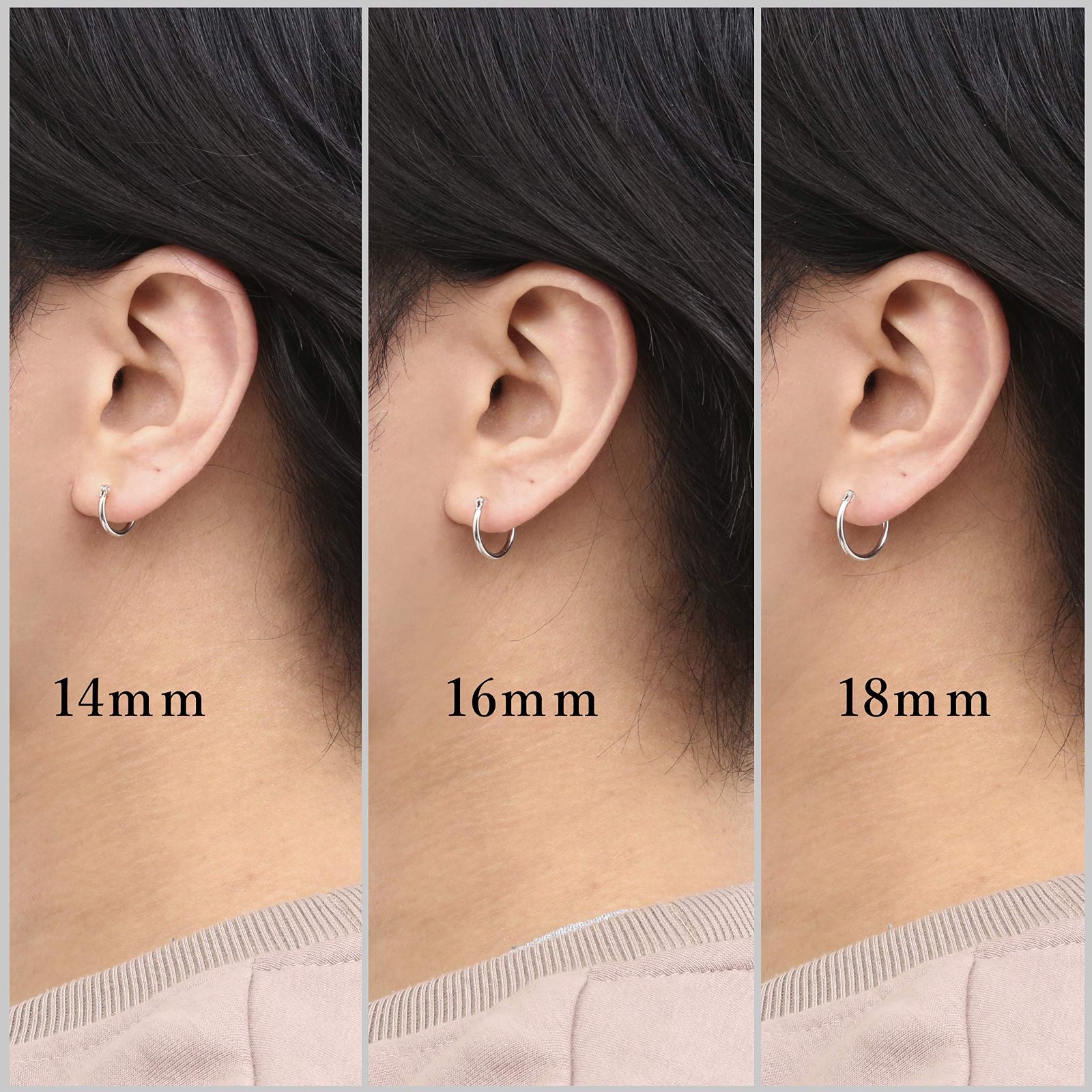 フープピアス シルバー925 16mm SILVER925 銀 リングピアス 両耳