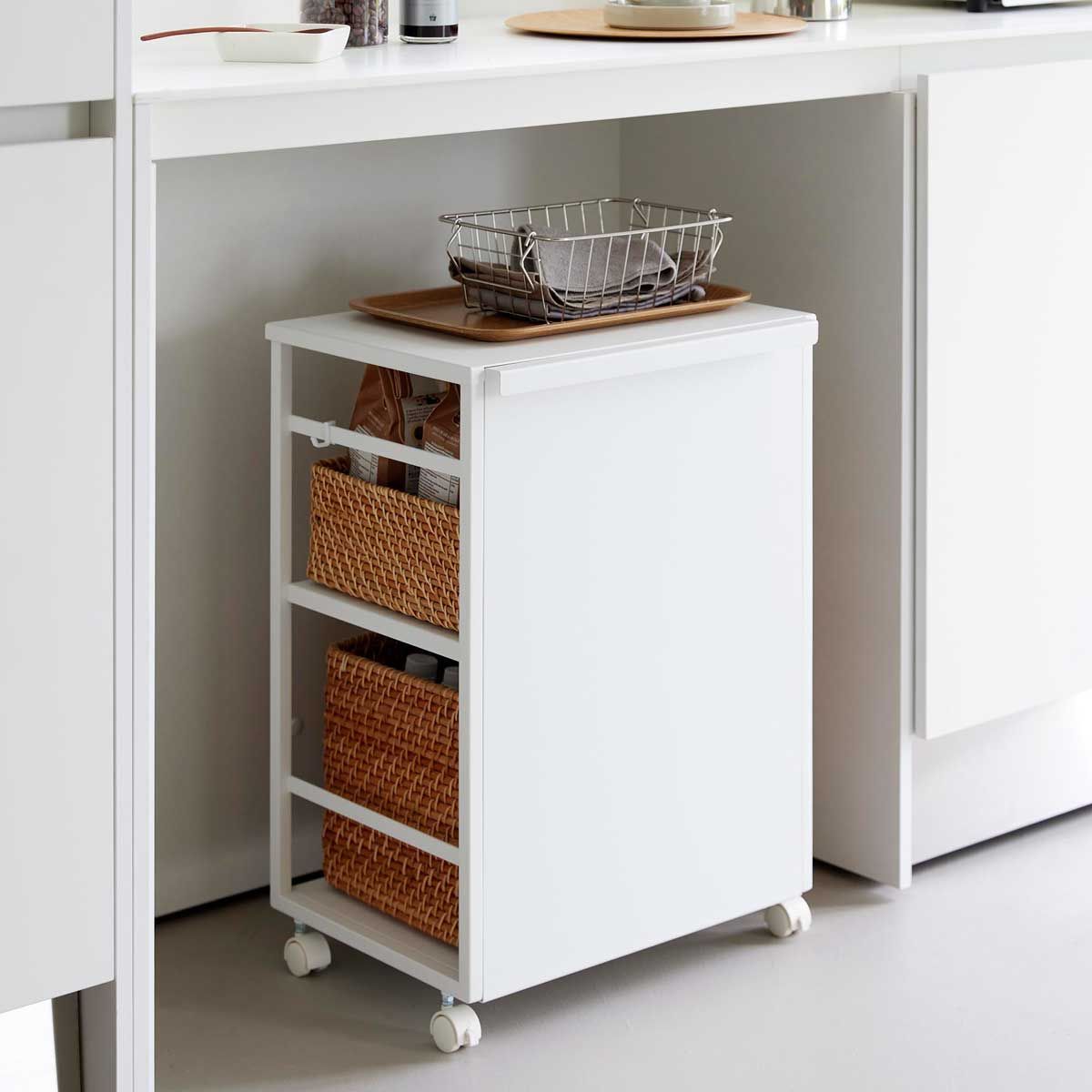 キャスター付きワゴン 山崎実業 tower タワー 目隠しワゴン 天板付き 8466 ホワイト SPORTUS 沖縄発送不可