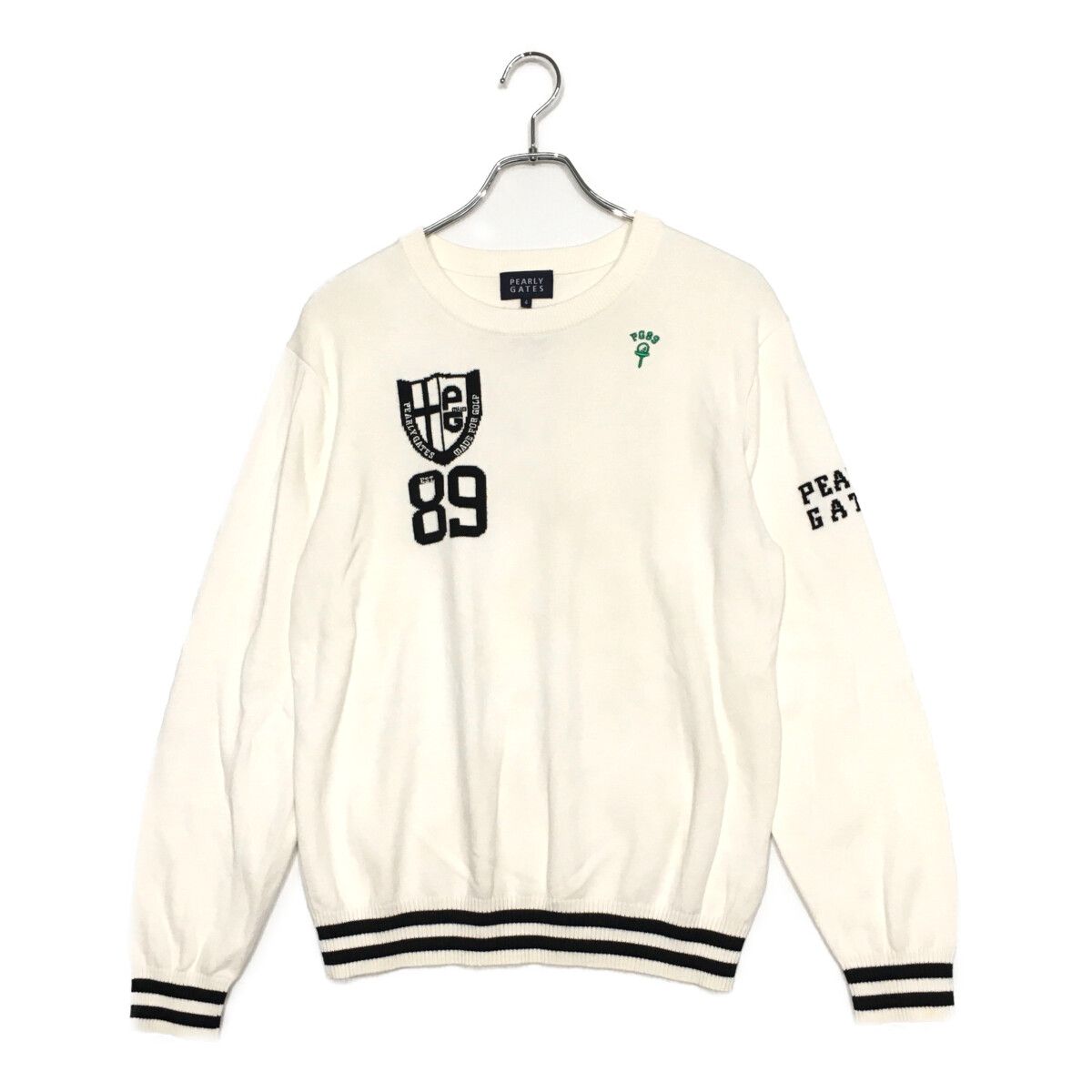 メンズ パーリーゲイツ PEARLY GATES セーター 4 M ホワイト クルーネック 長袖 ニット