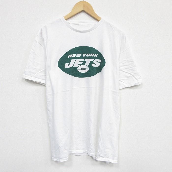 90'ビンテージNYジェッツTシャツ XL/古着 半袖 Tシャツ メンズ NFL ニューヨークジェッツ クルー
