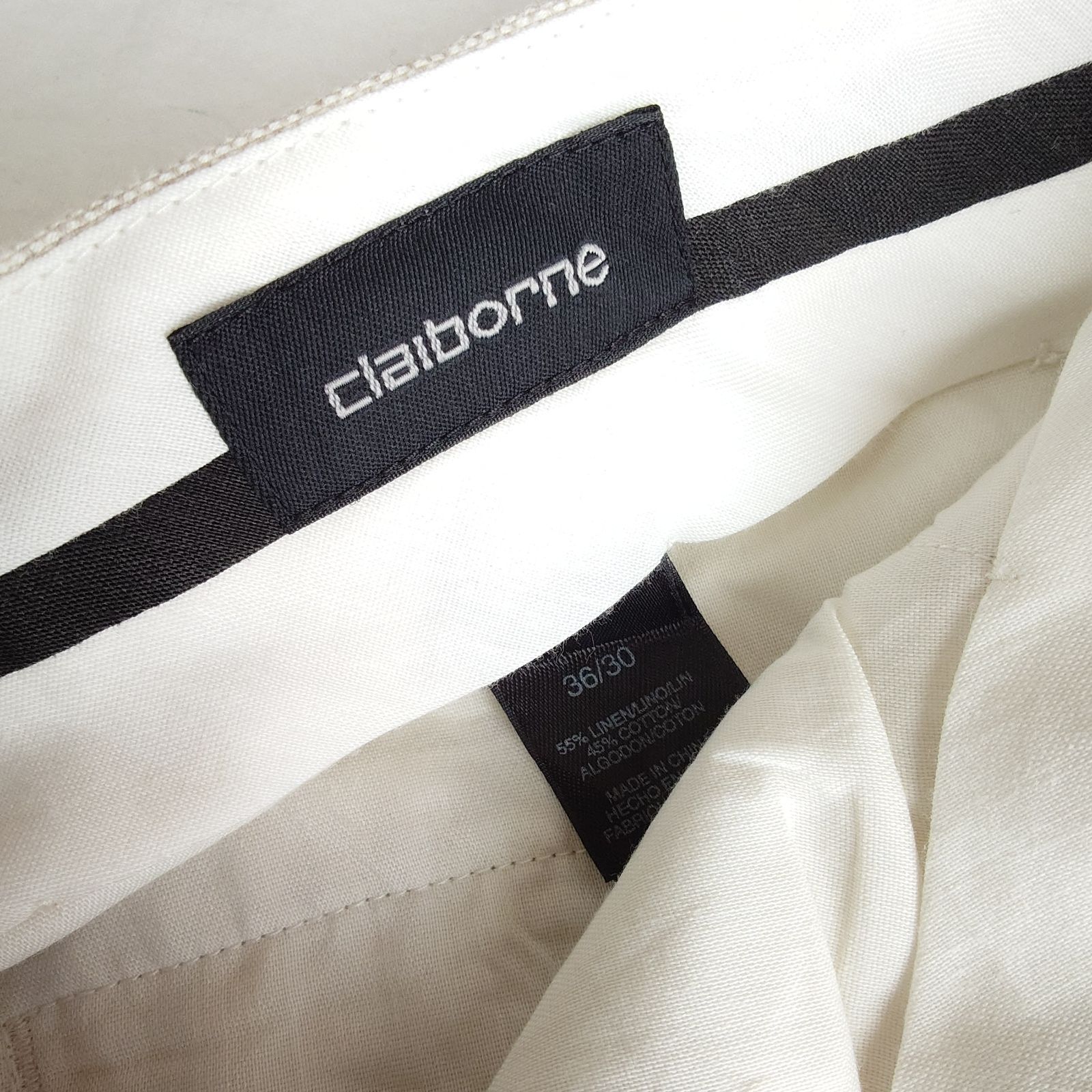 00s】claiborne クレイボーン リネンコットンパンツ ツータック クレイ