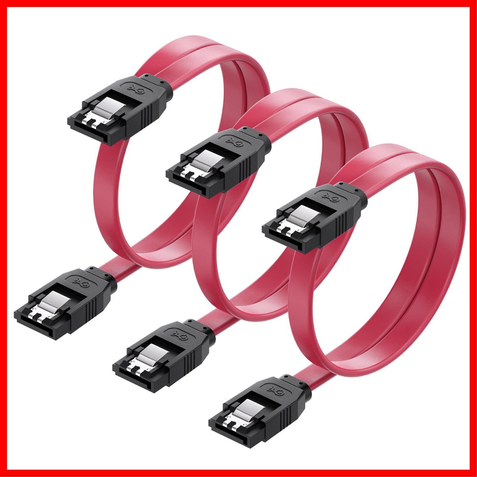 商品 SATA ケーブル ストレート型 45cm 3本セット Matters 6 Gbps対応 ラッチ付き SSDとHDD増設 Sata3 Cable シリアル ATA3 ケーブル レッド
