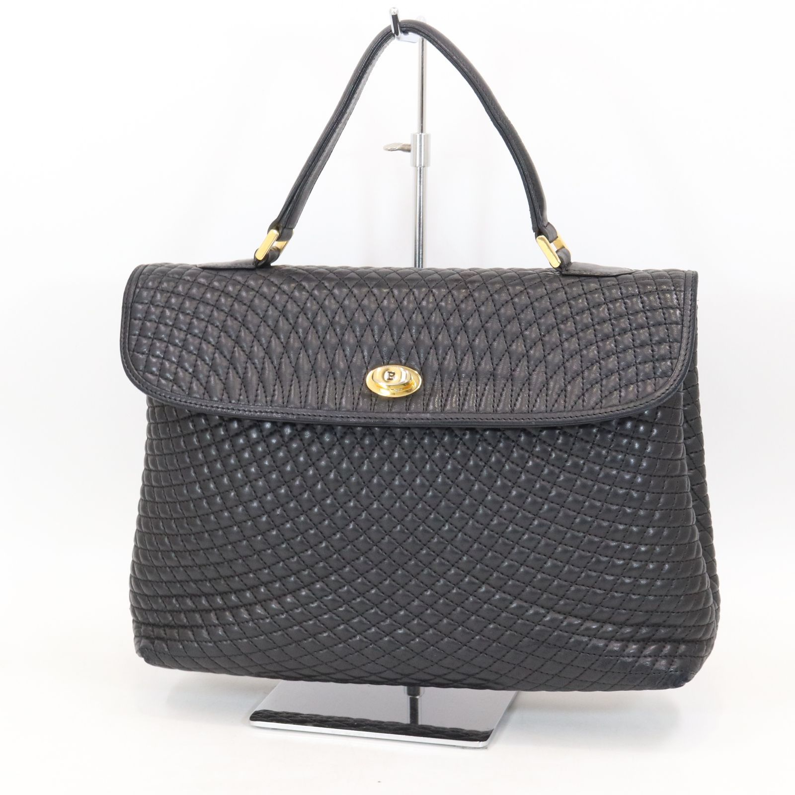 中古 BALLY バリー ハンドバッグ ヴィンテージ レザー ミニ ボストン ターンロック ブラック グリーン レディース 鞄 かばん RYB0702 美品 BALLY バリー ヴィンテージ ブラック 黒 ゴールド金具