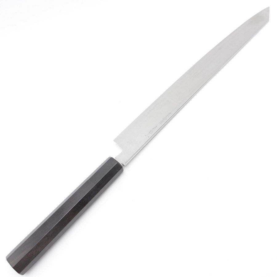 新品】子の日 本鍛錬 白極上 切付包丁 一尺 八角黒檀柄 鏡面 刃渡り約