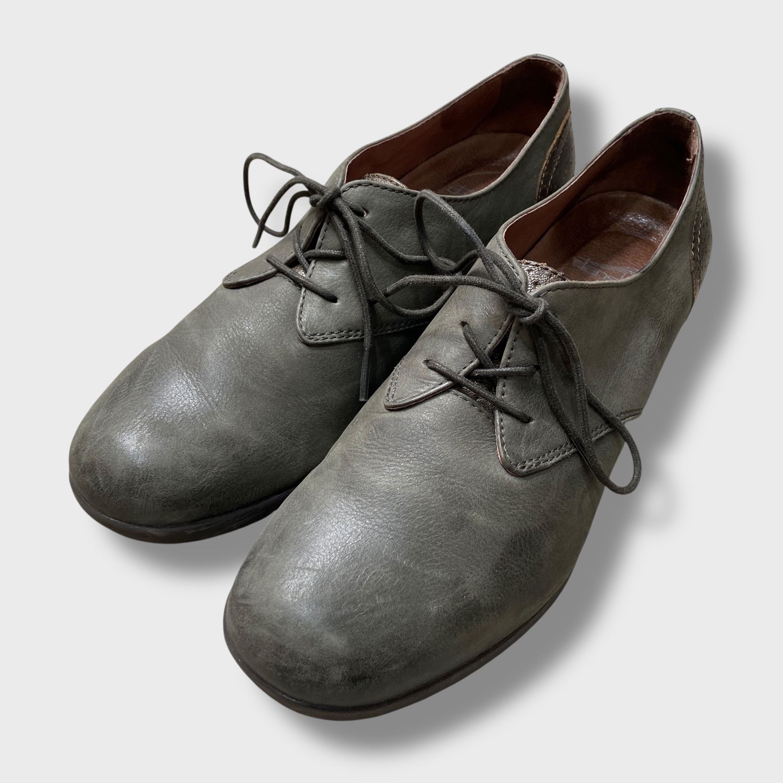 ☆dansko☆ダンスコ☆レースアップレザーシューズ☆グレーカーキ