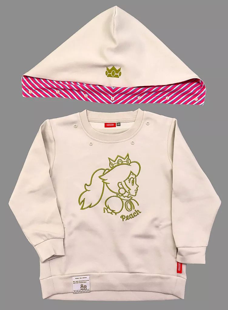 【中古】アウターウェア ピーチ パーカー ホワイト 130サイズ 「スーパーマリオ」 Nintendo TOKYOグッズ
