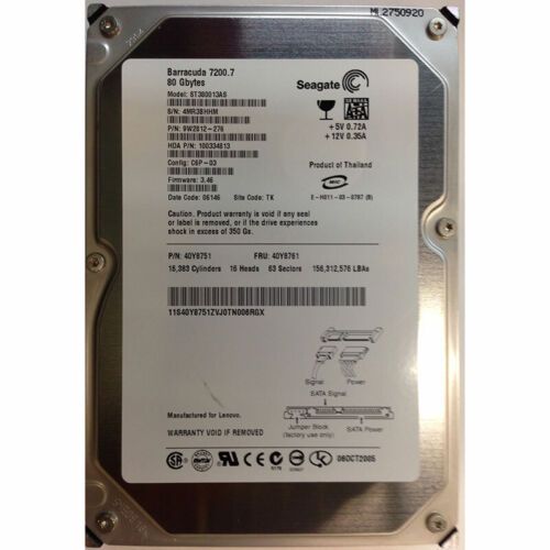 9W2812-276 - Seagate 80GB 7200 RPM SATA 3.5インチ HDD