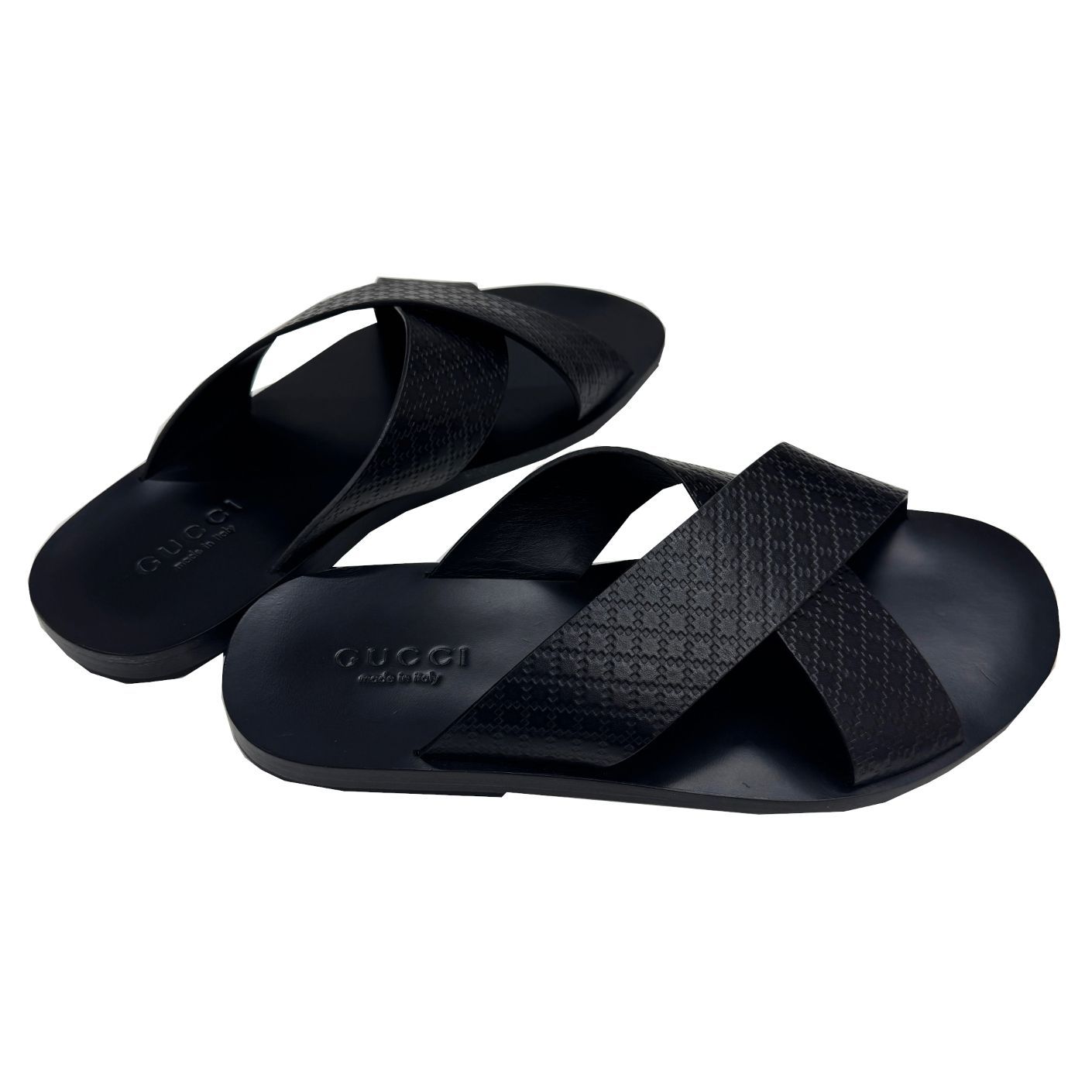 中古】GUCCI グッチ サンダル メンズ 7サイズ 約26cm ブラック レザー