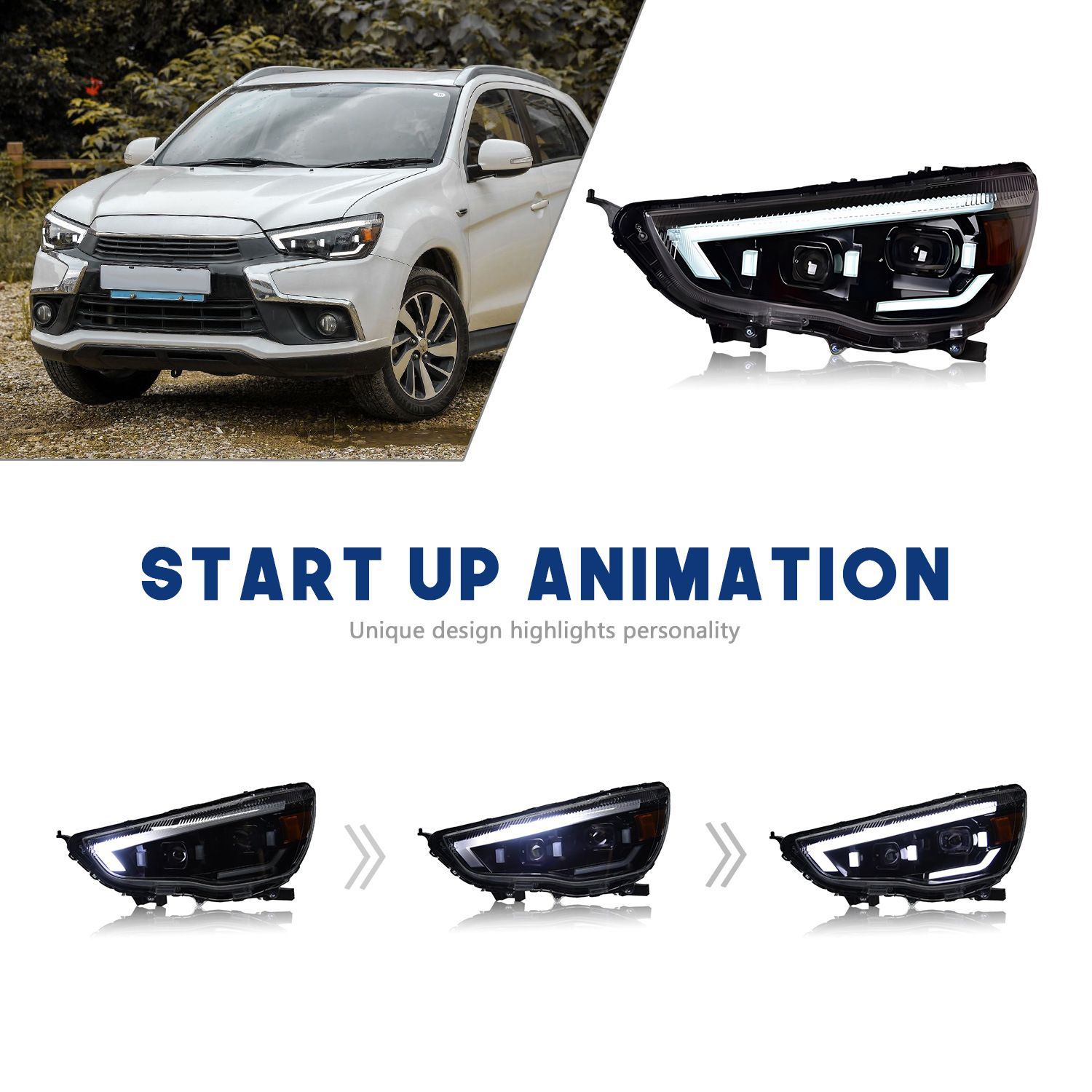 三菱 ジンシュ ASX 13-20モデルLED流光ターンシグナルヘッドライトアセンブリ 10.10LY158再 げ FFCRYSTALESIA_COM