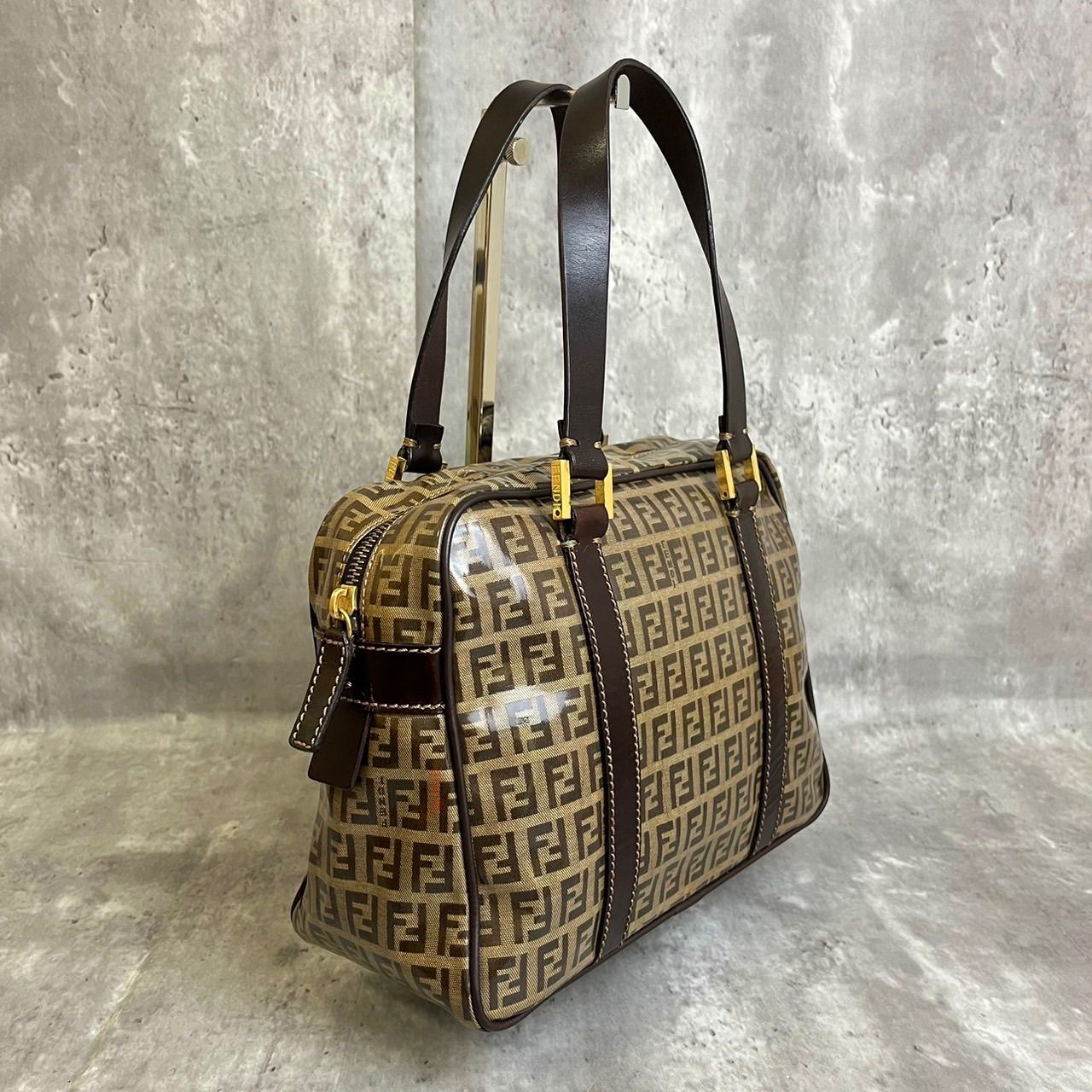 フェンディ ズッキーノ トートバッグ キャンバス FF ゴールド金具