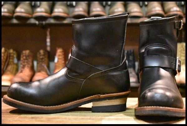 9.5D 15年 レッドウィング 2976 ショート エンジニア 黒 ブラッククローム スチールトゥ プルオン ブーツ redwing HOPESMORE FJ078