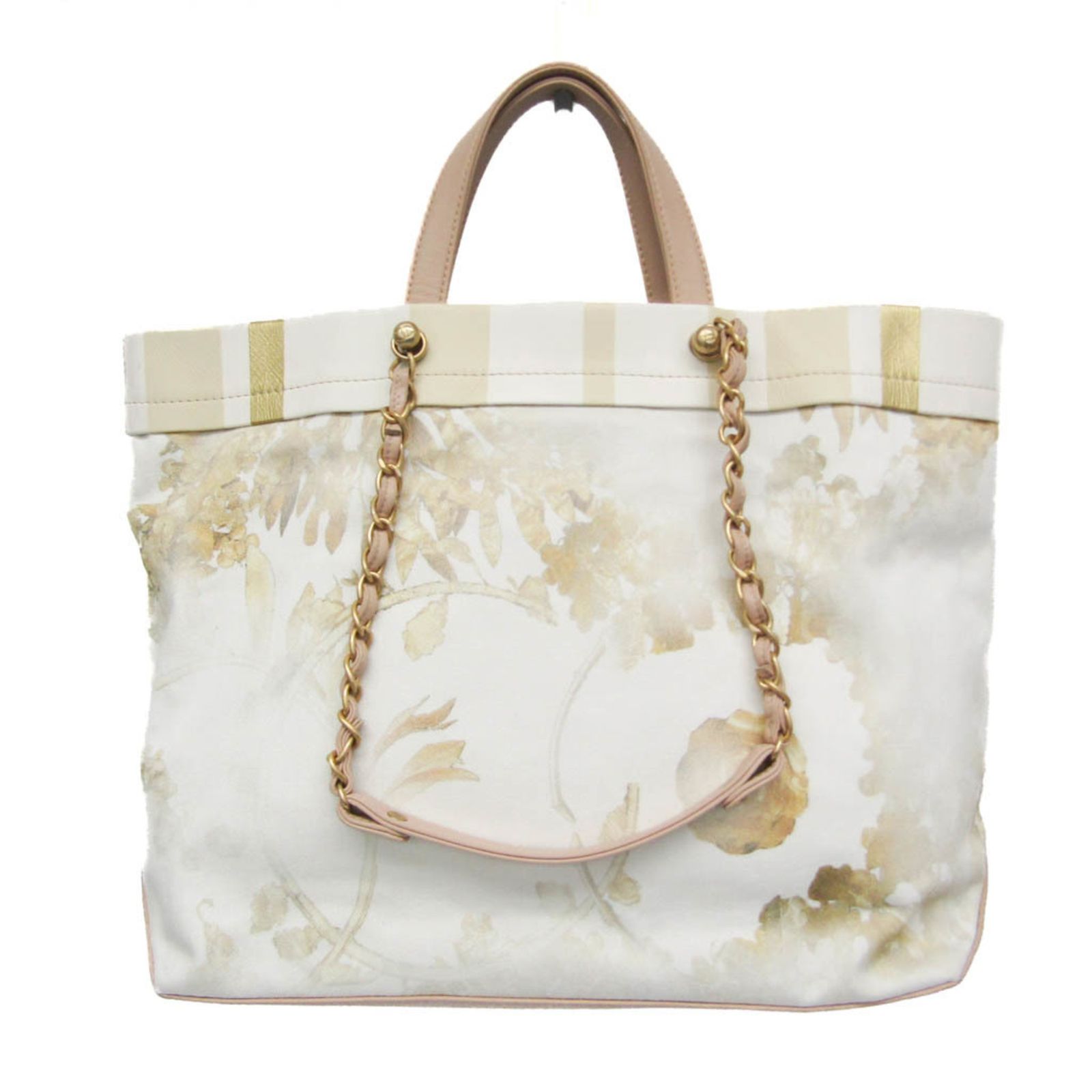 シャネル(Chanel) 花柄 レディース キャンバス,レザー ハンドバッグ 