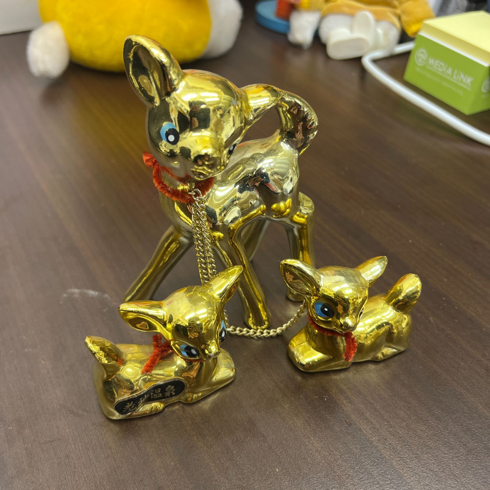 昭和レトロ バンビ 鹿 陶器 内藤ルネ・宇山あゆみ系 1960年代 バンビトリオ 宇山あゆみ レトロアンティーク 陶器製 ブルー